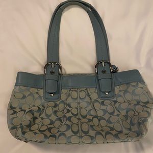 Coach baby blue handbag with wallet.